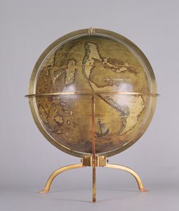 Terrestrial Globe, yksi parista, joka tunnetaan nimellä "Brixen" maapallo, n. 1522 (kynä ja muste, wc ja guassi puulla)